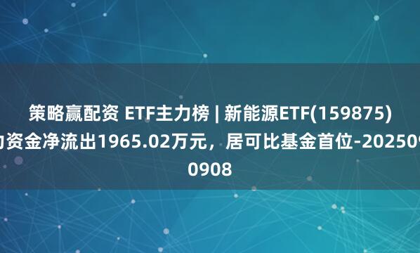 策略赢配资 ETF主力榜 | 新能源ETF(159875)主力资金净流出1965.02万元，居可比基金首位-20250908