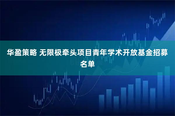 华盈策略 无限极牵头项目青年学术开放基金招募名单