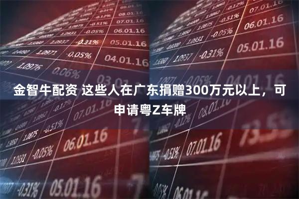 金智牛配资 这些人在广东捐赠300万元以上，可申请粤Z车牌